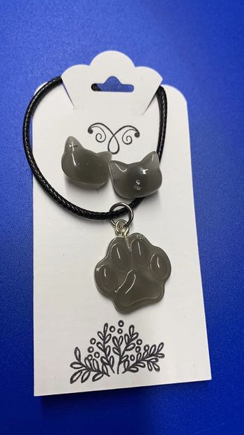 Parure collier et boucles d’oreilles 🐱
