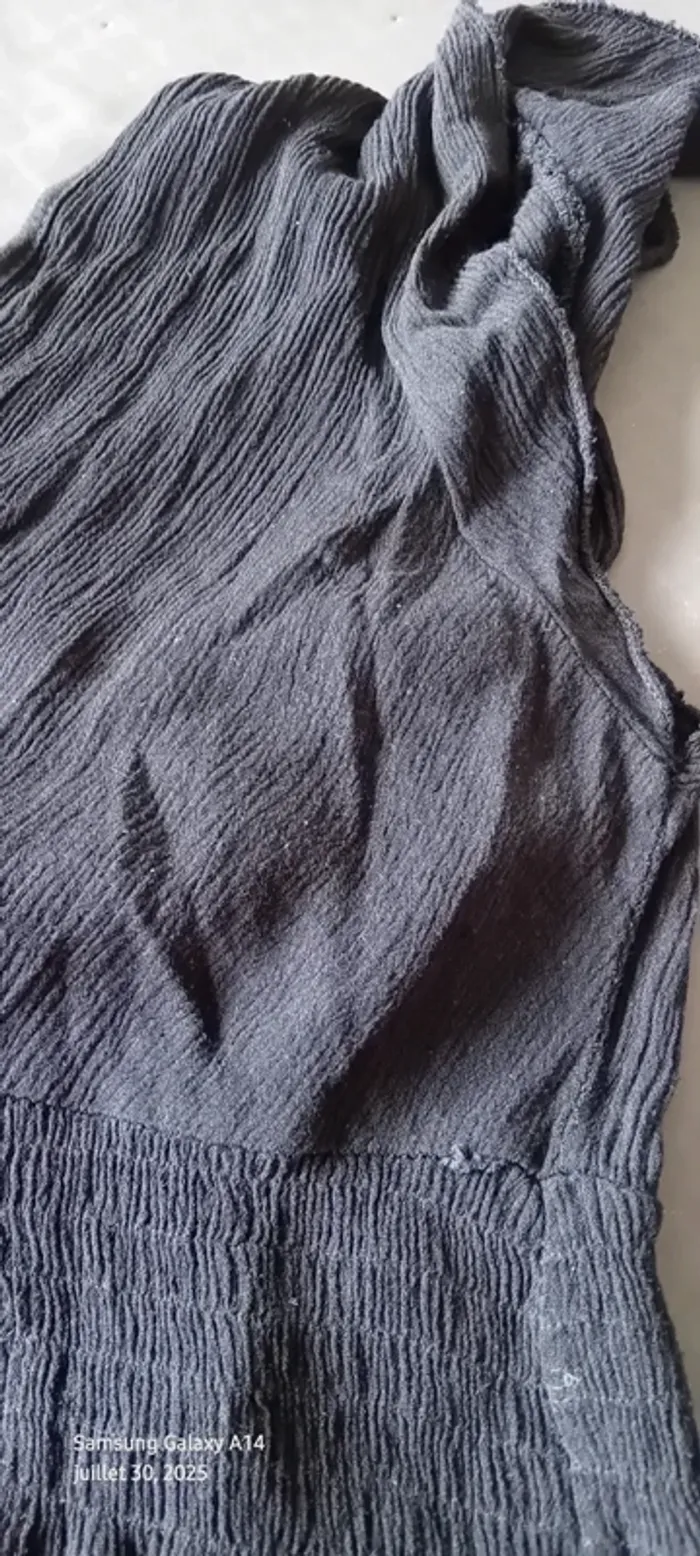 Robe noire très longue effet plissé cache cœur taille smock femme 38/40 made in italy - photo numéro 16