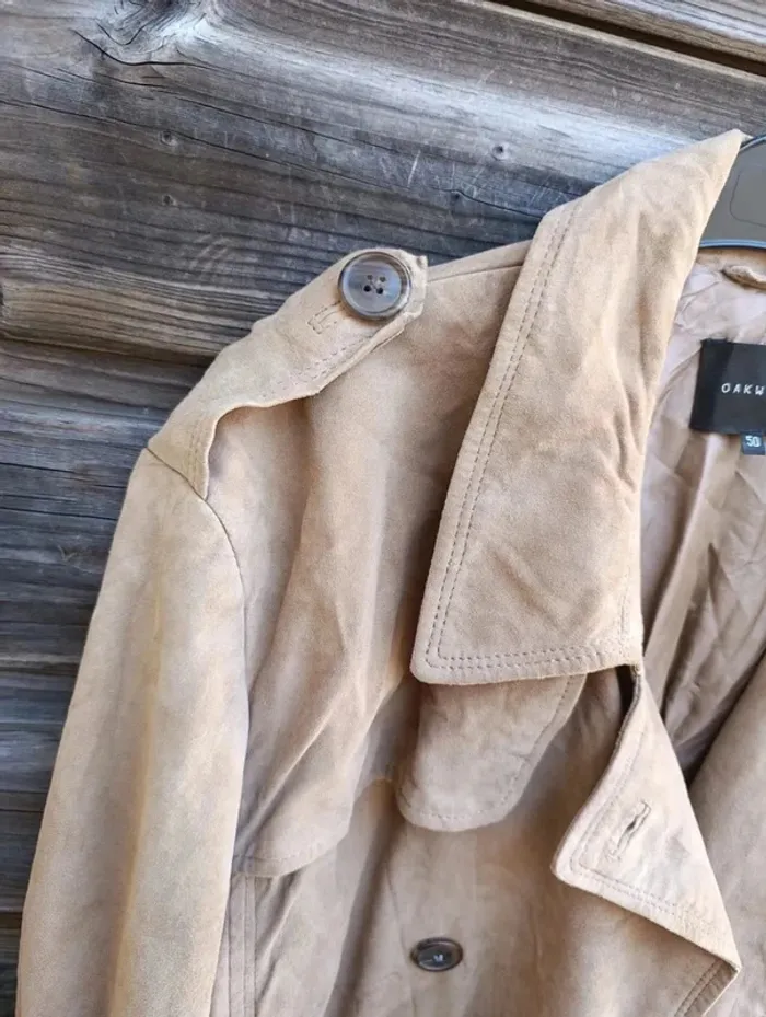 Manteau long homme en velours de chèvre avec doublure marron Oakwood M - photo numéro 5