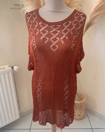 Robe de plage en maille, marron