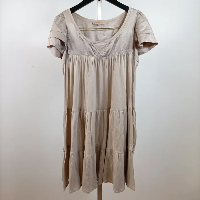 Robe courte en effet soie beige – Sandro – Taille 2 (M)A822