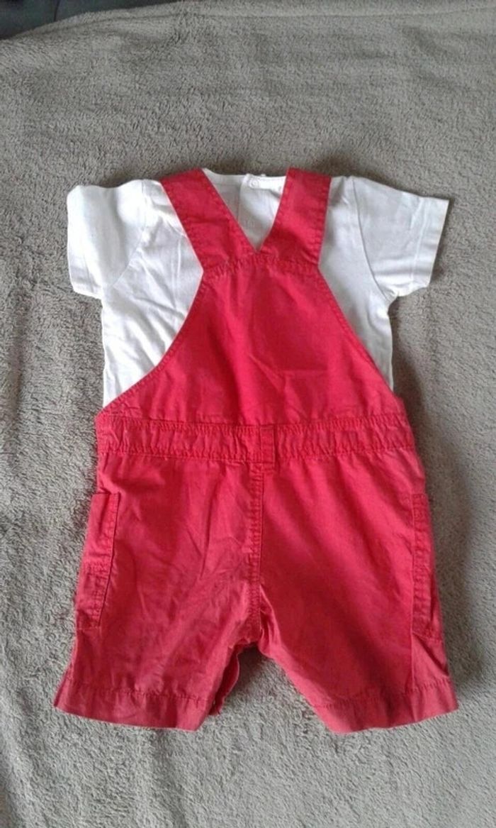 Salopette Short sucre d'orge + t-shirt catimini 9 mois - photo numéro 2