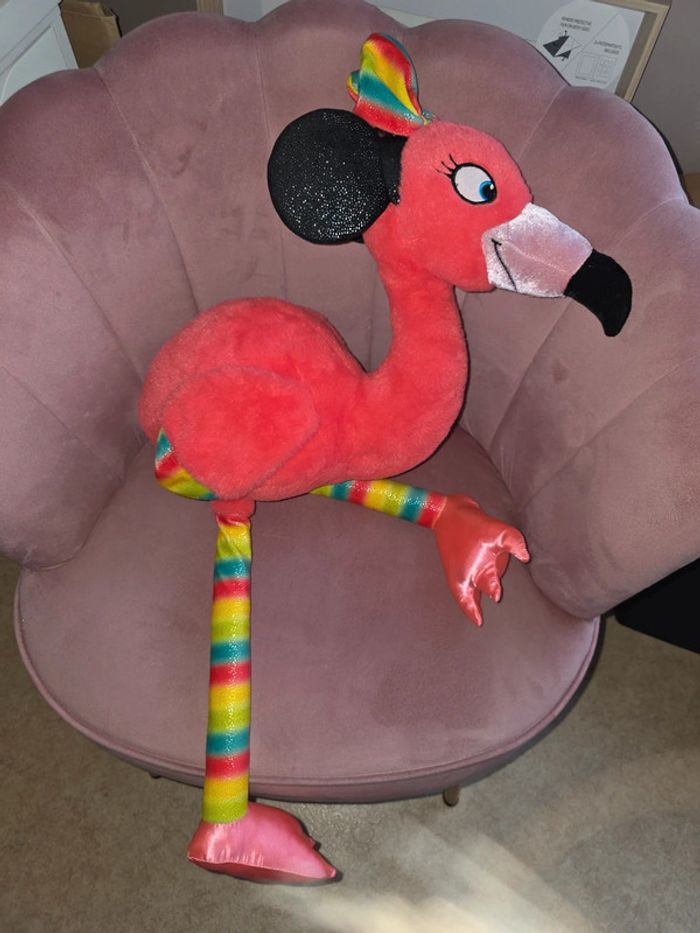 Grande peluche flamand rose Minnie mouse - photo numéro 2