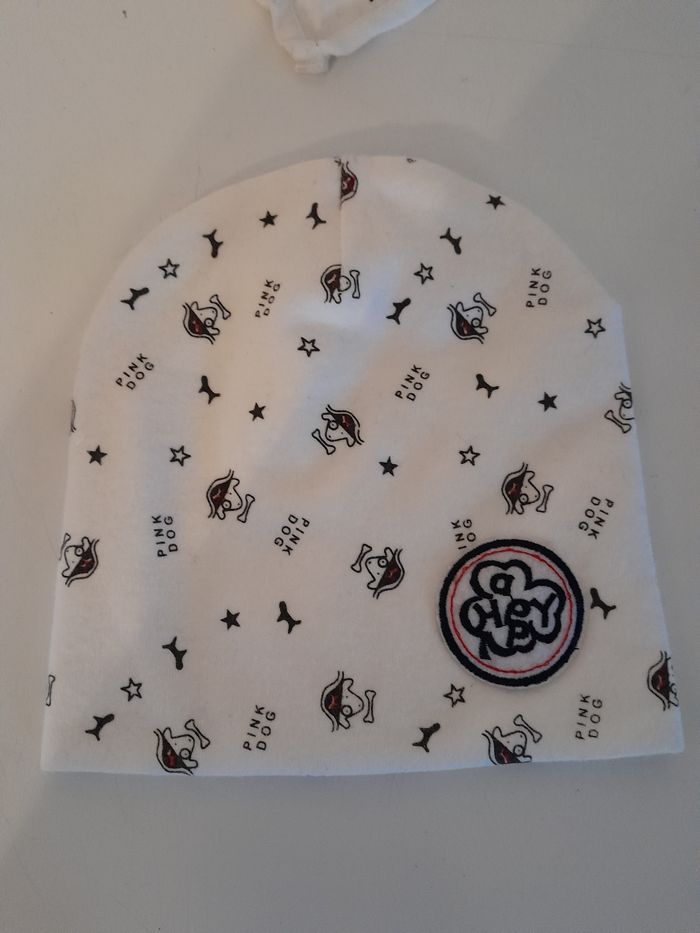 Ensemble bébé bonnet et foulard bavoir tête de mort - photo numéro 2