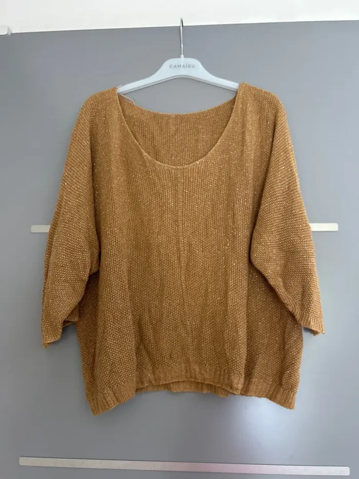 Pull laine moutarde et doré taille S/M
