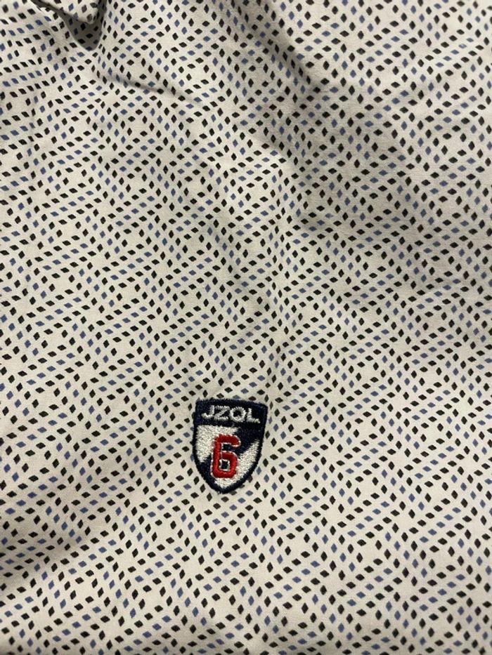 Chemise à manches courtes blanc motifs bleu marine et noir coupe slim fit Jezequel taille L - photo numéro 6