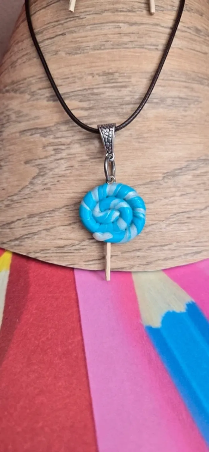Parure sucette turquoise fimo neuf - photo numéro 3