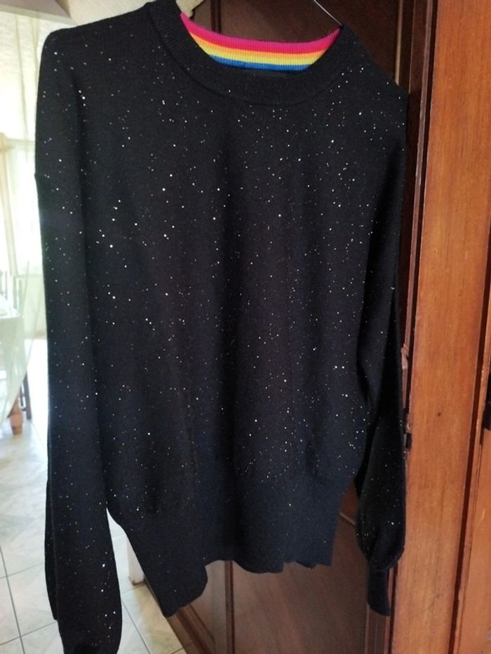 Pull sweat noir pailleté vintage Desigual L/40 y2k - photo numéro 3