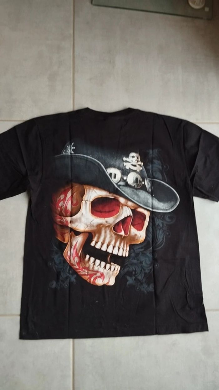 Tee-shirt noir tête de mort taille l homme - photo numéro 8