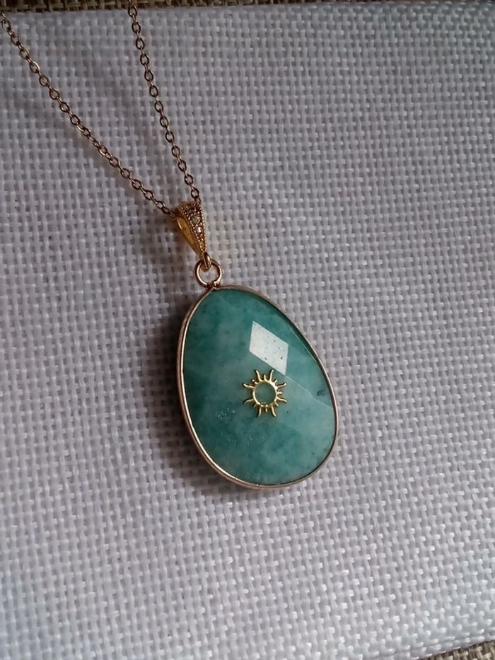 Collier pierre d'amazonite réversible naturelle