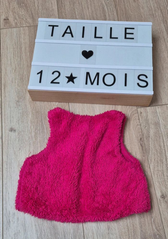 Gilet sans manches rose 12 mois - photo numéro 2