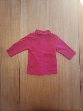 Ensemble Col roulé rouge 3 mois + collant blanc