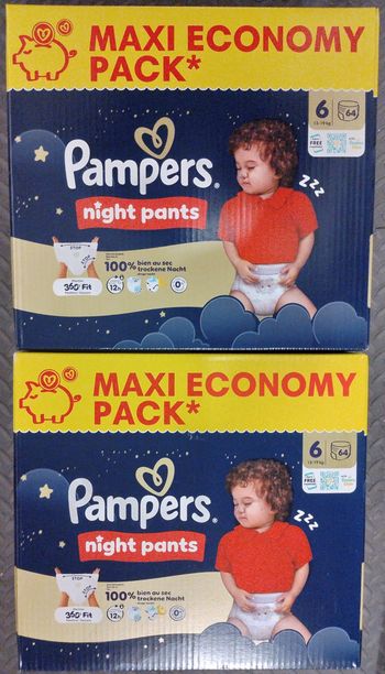 2 cartons de couches pampers pants night taille 6