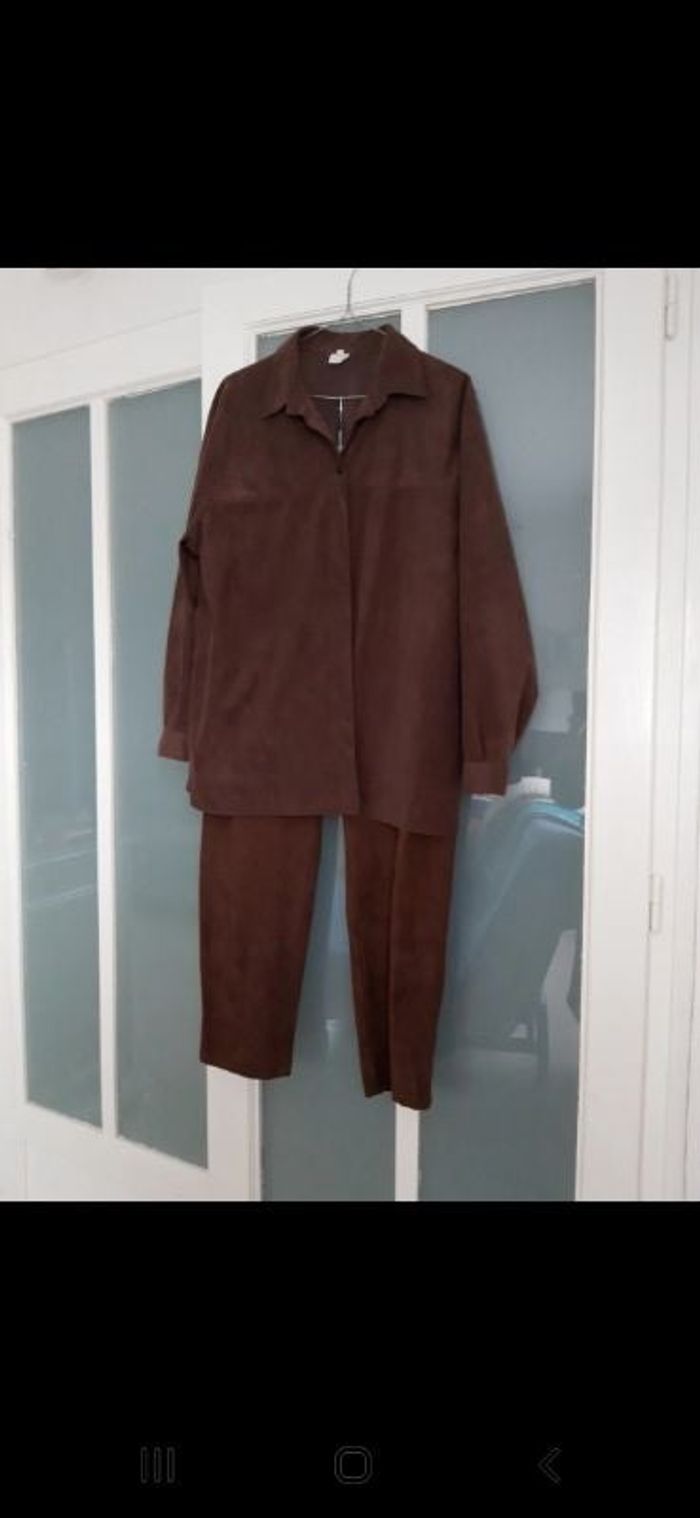 Ensemble pantalon façon daim