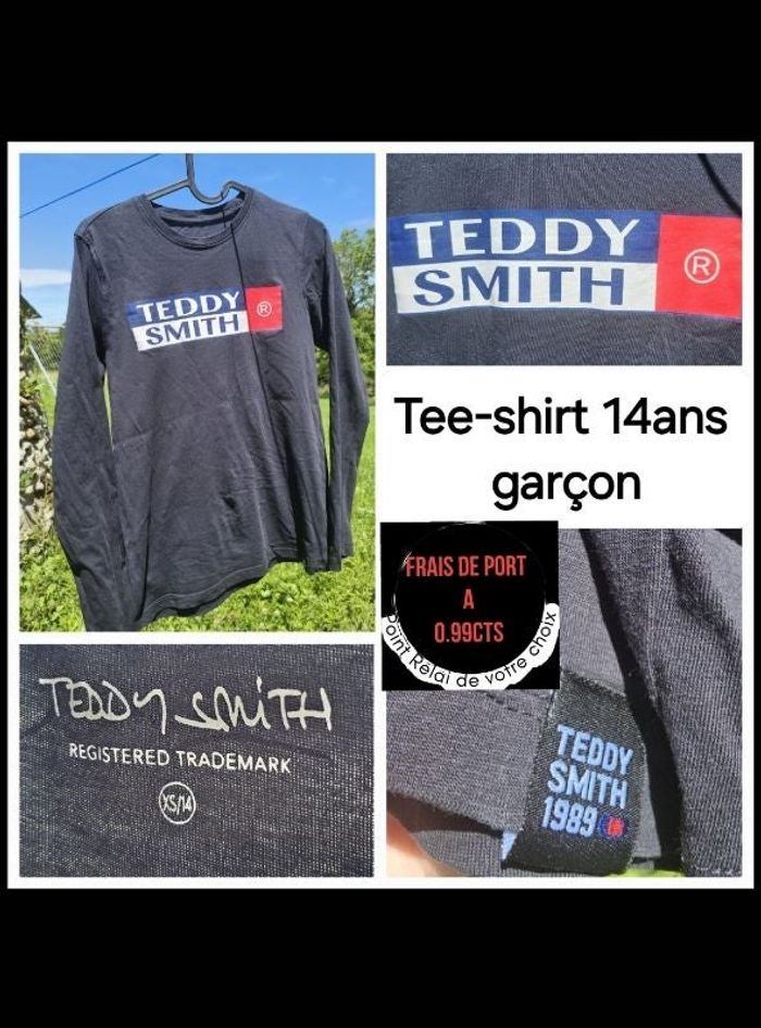 Tee-shirt manche longue garçon 14ans teddy Smith bleu