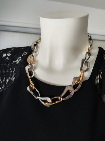 Chaîne gros maillons tendance ras de cou argenté et doré XO