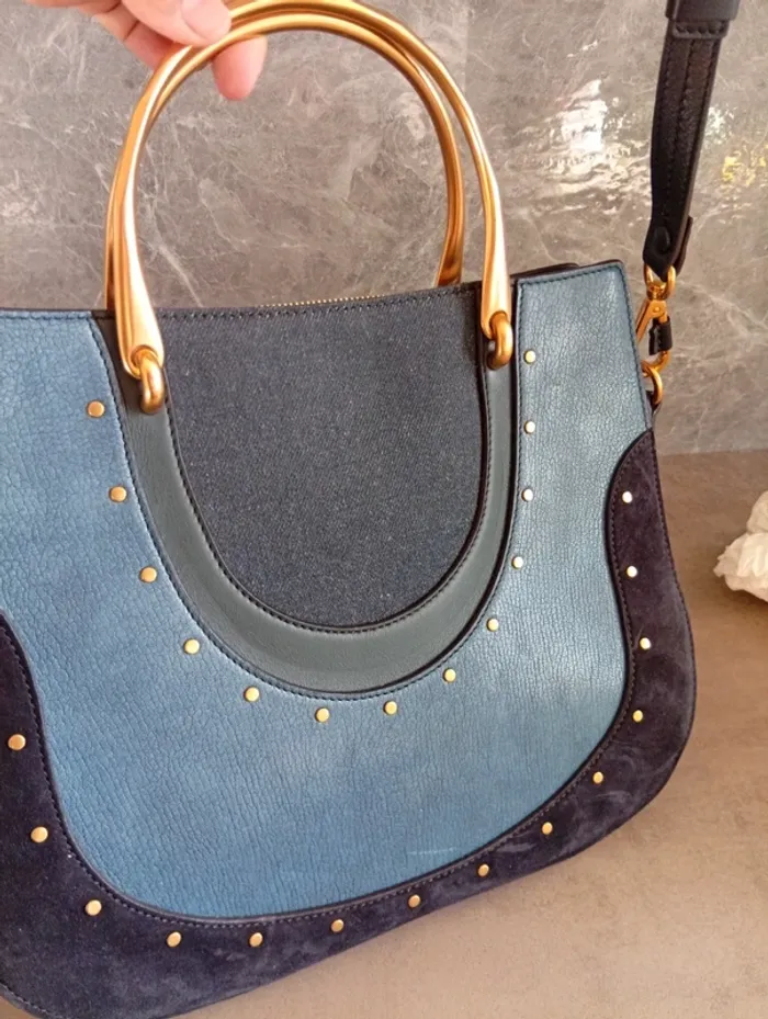Sac Chloé Bleu poignet metal doré