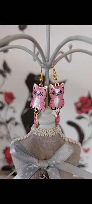 Boucles d'oreilles chats trop mimi colorés fantaisie - fait main