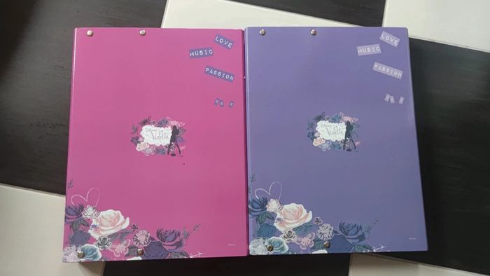 🌺 lot de 2 pochettes à rabat cartonnées violetta rose et violet - photo numéro 2