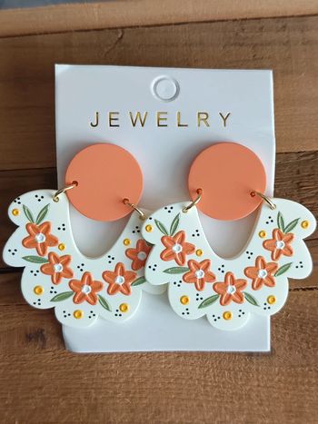 Boucles d'oreilles fleurs orange