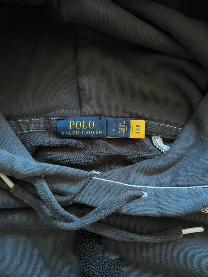 Ralph Lauren sweat à capuche poche centrale coupe courte taille S gris anthracite - photo numéro 3
