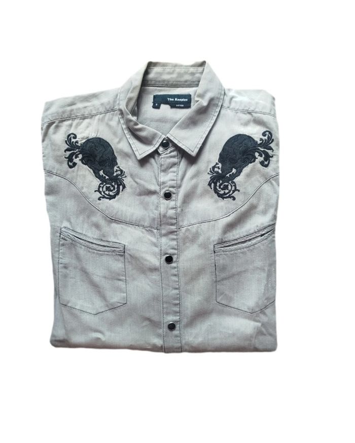 Chemise femme grise broderie | The Kooples | S Fitted