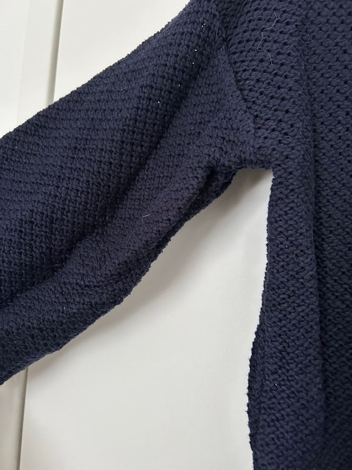 Pull bleu marine en maille manches 3/4 broderie dans le dos NafNaf M - photo numéro 2