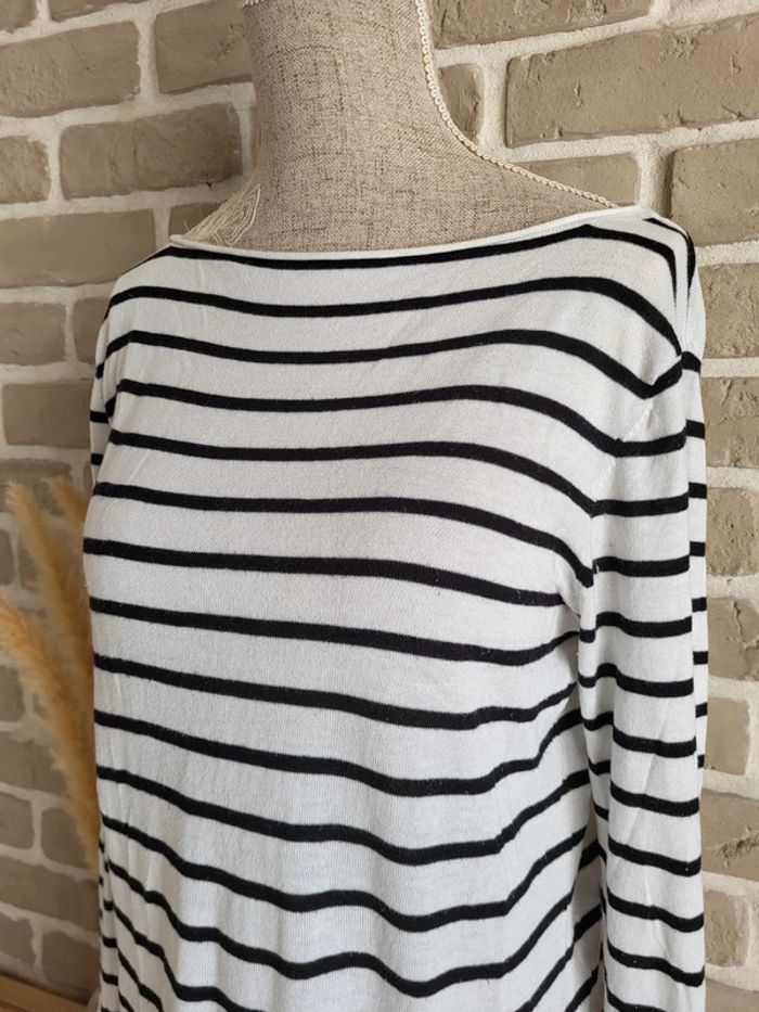 Pull marinière à rayures noires Manoukian - 100% coton - photo numéro 4