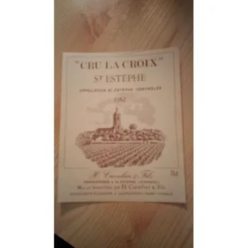 étiquette de vin Cru la croix saint estephe 1982 neuve -