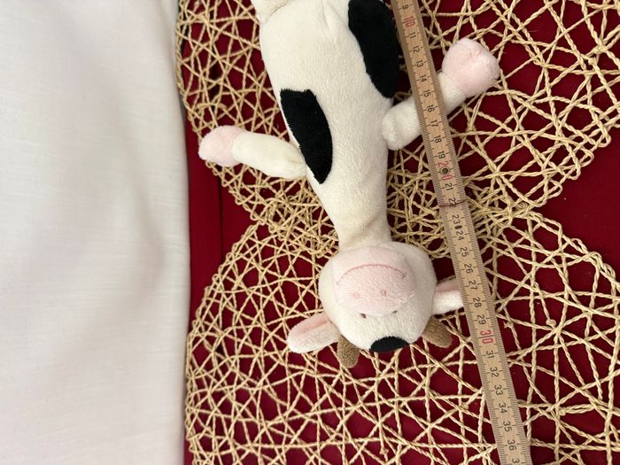 doudou vache blanche , noir - photo numéro 3