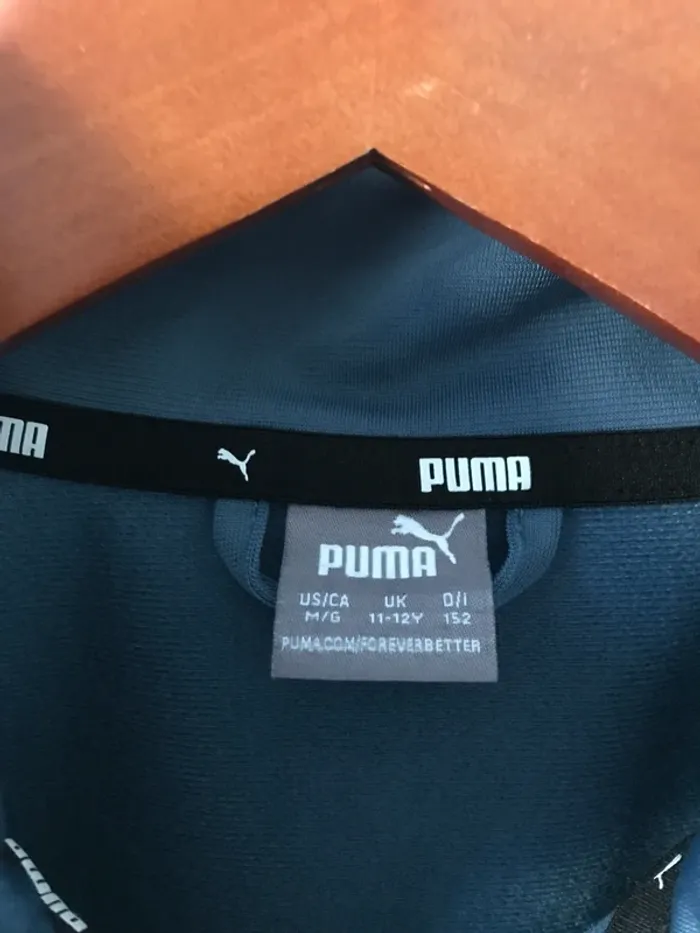 gilet zippé sans capuche puma taille 11-12 ans bleu gris avec poches - photo numéro 3