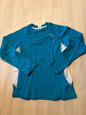 T-shirt manches longues oxylane 10 ans turquoise bouloché