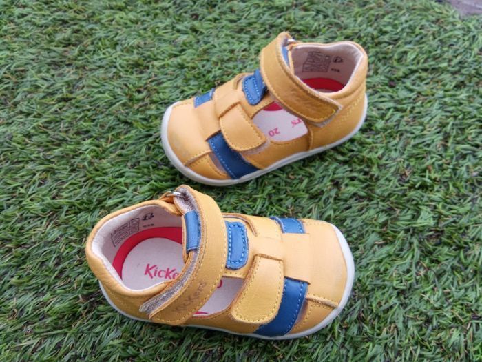 Sandales kickers garçon taille 20, scratch, jaune, marine - photo numéro 4