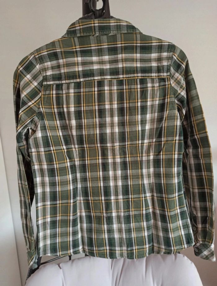 Chemise à carreaux vichy kaki et jaune broderie pression poche avant sergent major 10 ans - photo numéro 2