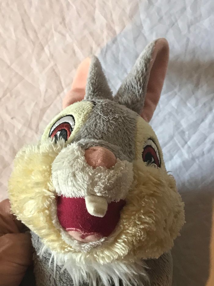 Petit Lapin Gris Saut Bouche Ouverte Animal Faune Peluche Petits Enfants Bébés - photo numéro 2