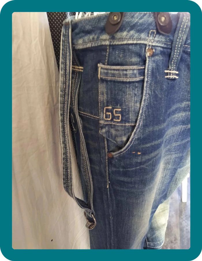 Jean melt loose tapered G star 3301 neuf à bretelles - photo numéro 2