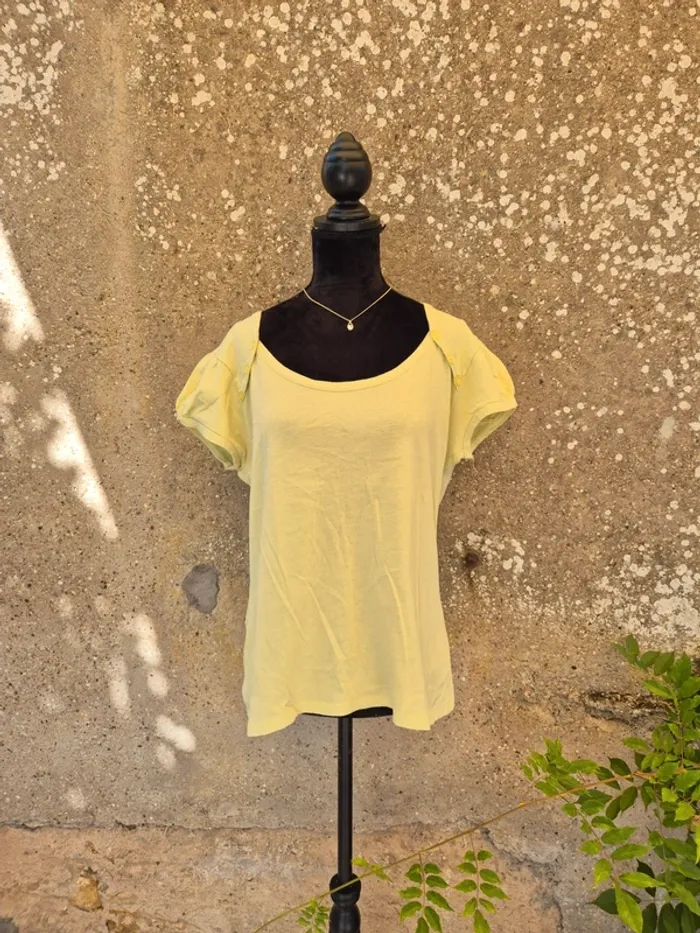 T-Shirt Cache Cache jaune en coton T.42