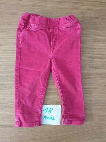 Pantalon sans bouton velours côtelé fushia