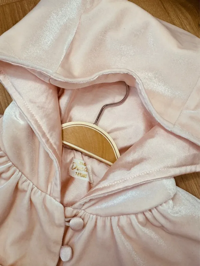 Taille 8 ans Cap Poncho de cérémonie créateur fille TAO rose * velours satiné réversible * 🌸 - photo numéro 4