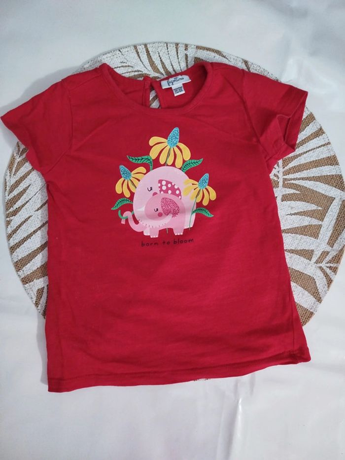 🌸T shirt manches courtes rouge 86 cm Fagottino 🌸