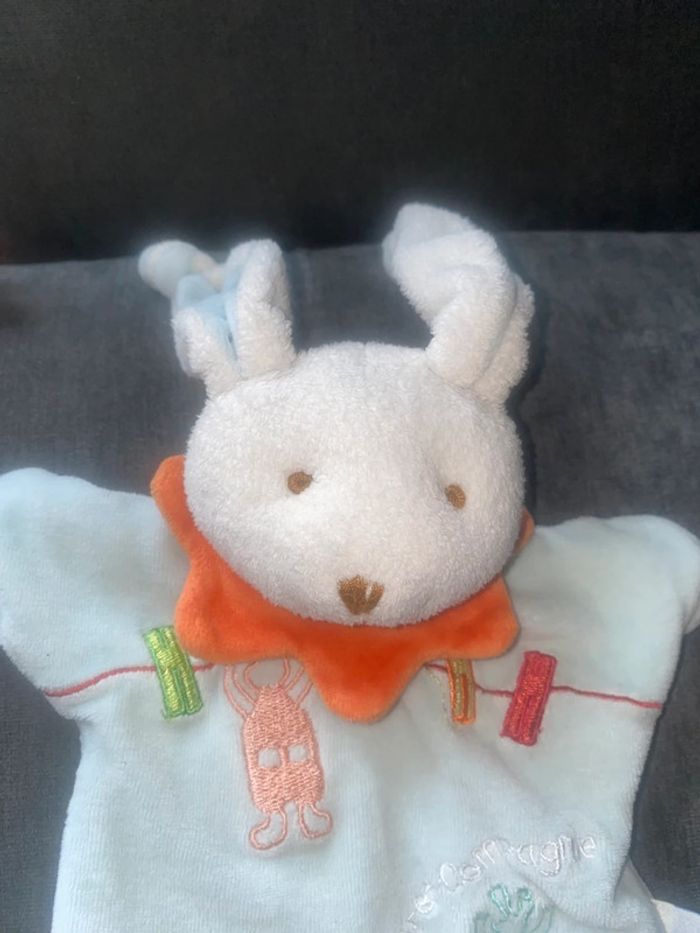 Doudou et Compagnie Marionnette Lapin bleu Et Son Petit Doudou Lapin - photo numéro 5