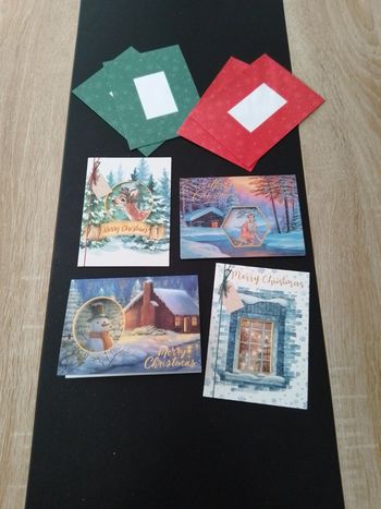 Lot de 4 cartes de Noël et de voeux avec enveloppes 14x10cm