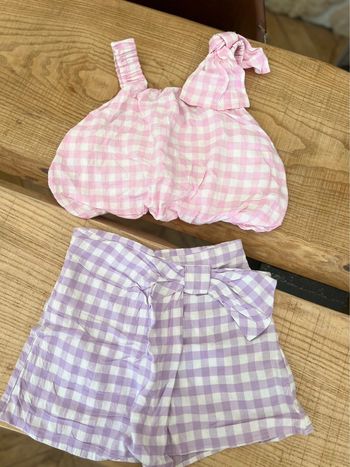 Ensemble Zara short jupe top t-shirt débardeur 13-14 ans 13 14 été à carreaux vichy