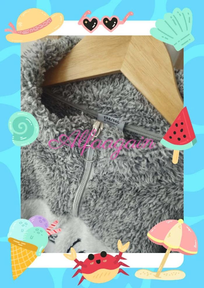 Pull pilou gris 8/10ans - photo numéro 2