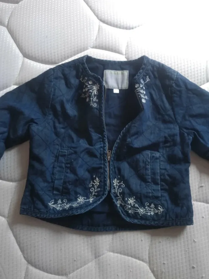 Petite Veste Fille effet Jean - photo numéro 2