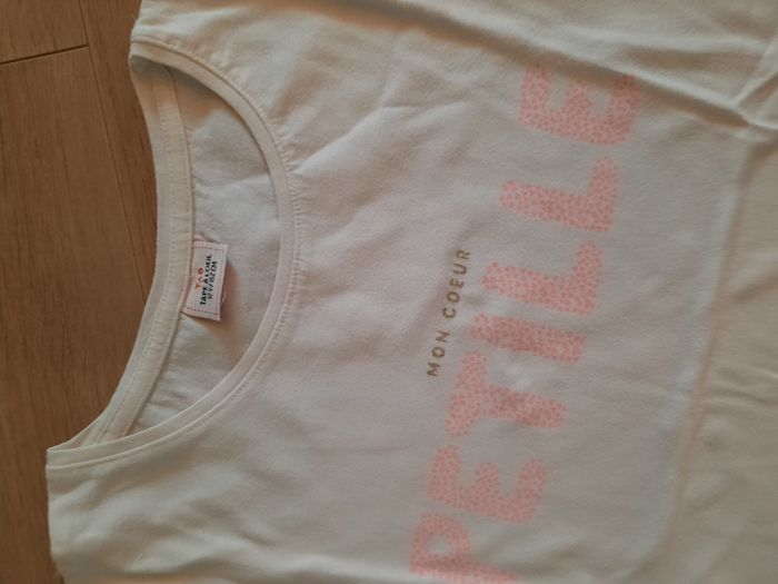 T-shirt manches courtes blanc imprimé corail TAO 12 ans - photo numéro 2