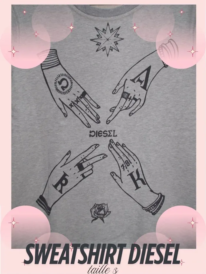 Sweatshirt gris Diesel - Taille S - photo numéro 3