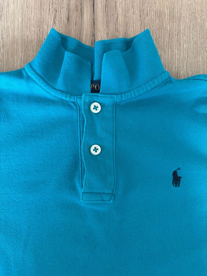 Polo shirt bleu turquoise, col roulé à bouton| Ralph Lauren ~ logo brodé | Enfant garçon 4 ans coton - photo numéro 2
