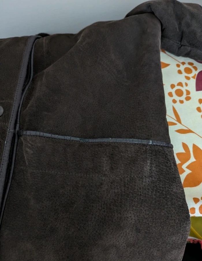 Manteau d'hiver en cuir lainé et fausse fourrure - taille 44 - photo numéro 7