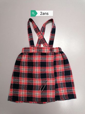 Robe salopette kilt à carreaux 2ans fabrication française